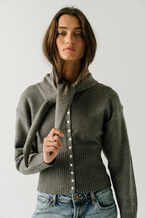Birdie Button Down Sweater in Charcoal