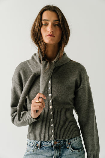 Birdie Button Down Sweater in Charcoal