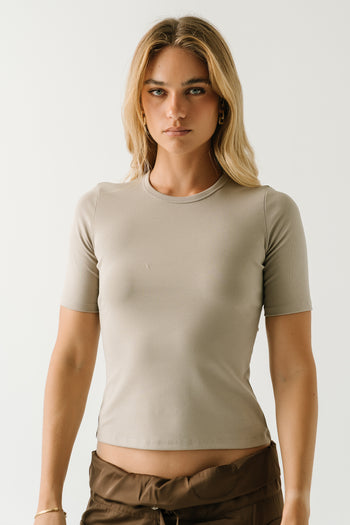 Laney Fitted Top in Taupe