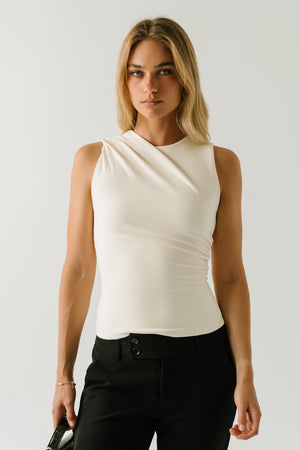 Aliza Ruched Top in Ivory