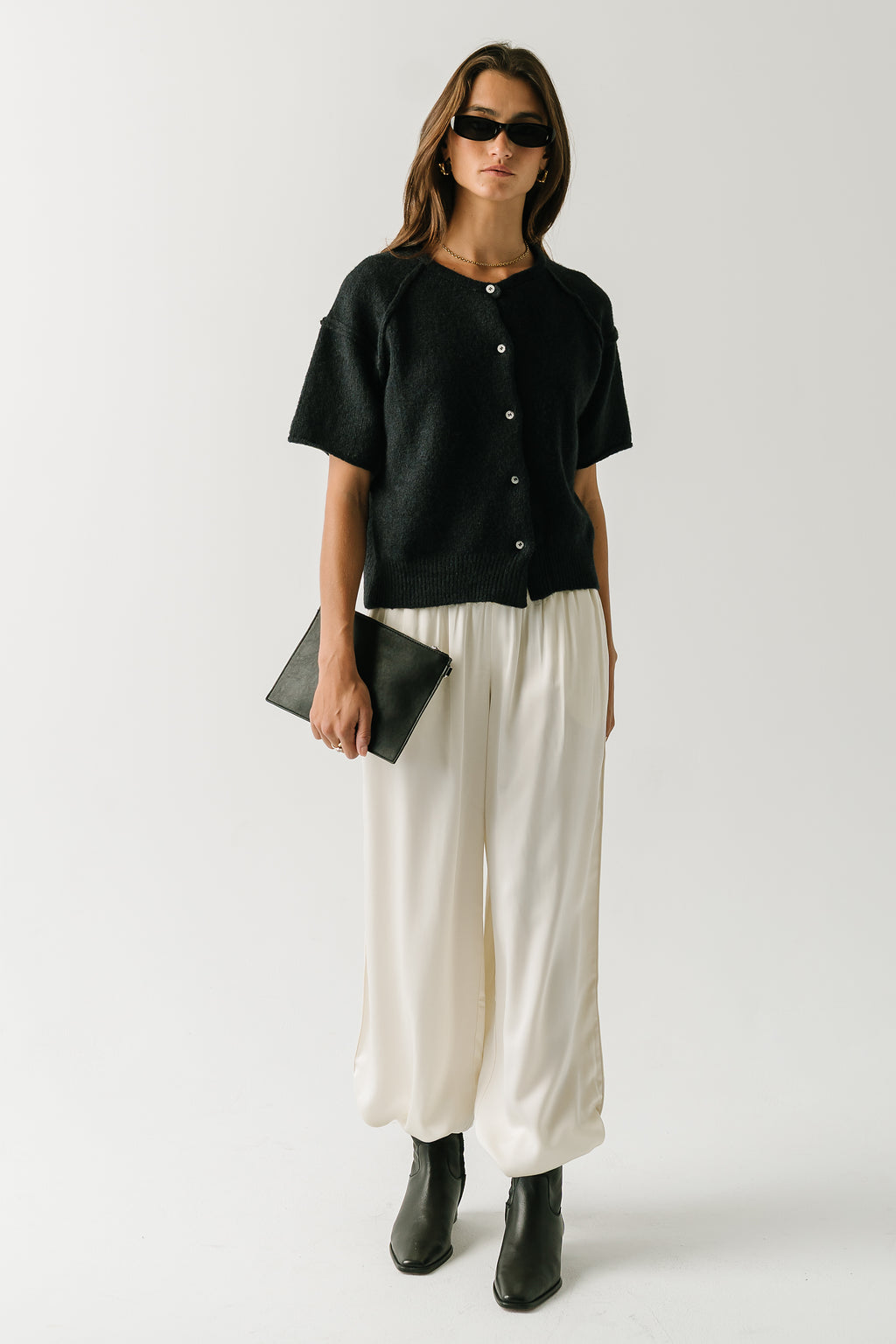Skye Button Down Sweater in Midnight