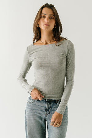Lorelai Boat Neck Top in Heather Grey