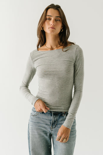 Lorelai Boat Neck Top in Heather Grey