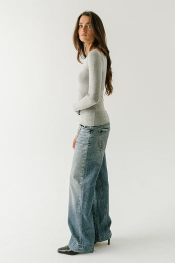 Lorelai Boat Neck Top in Heather Grey