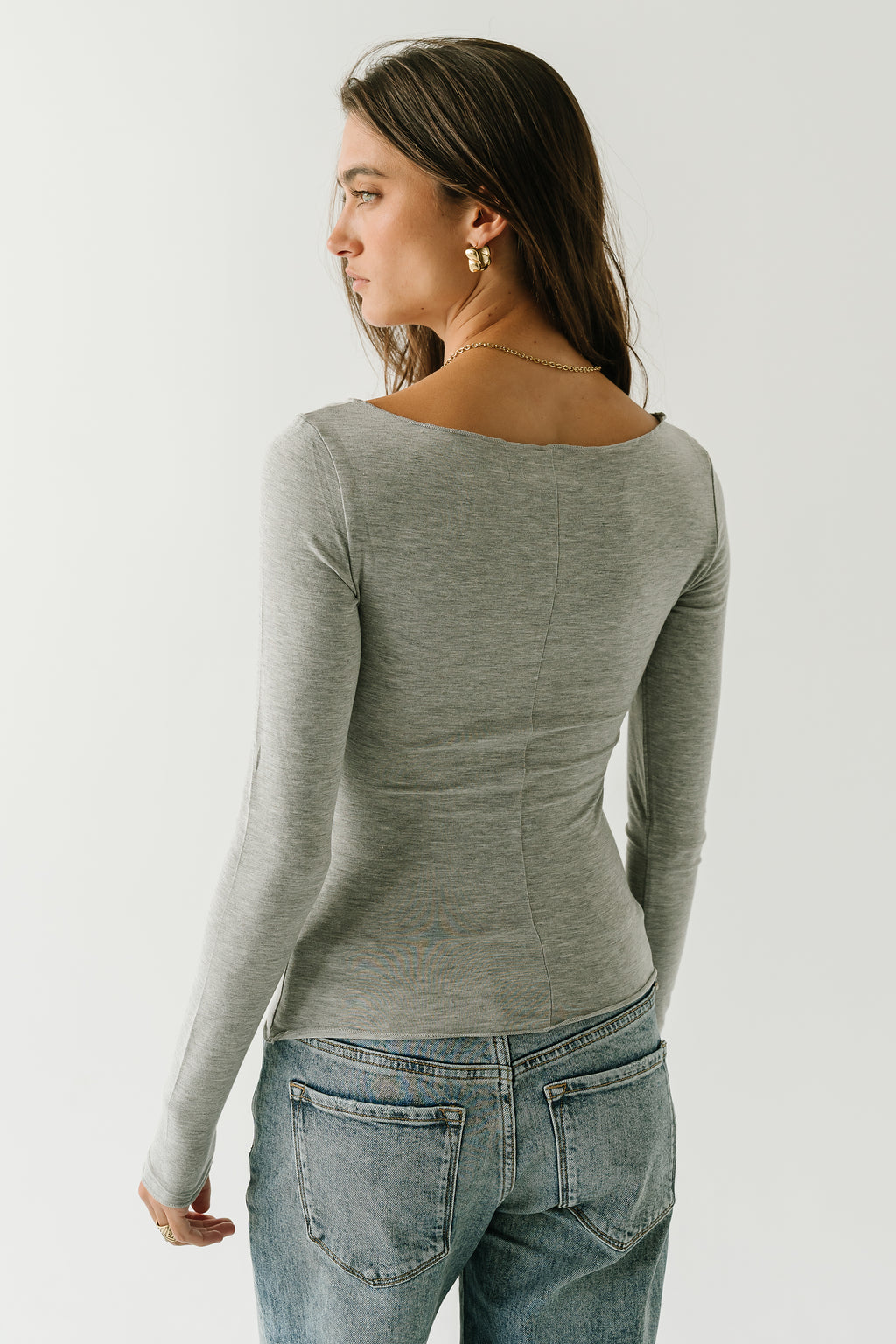 Lorelai Boat Neck Top in Heather Grey