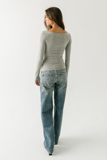 Lorelai Boat Neck Top in Heather Grey