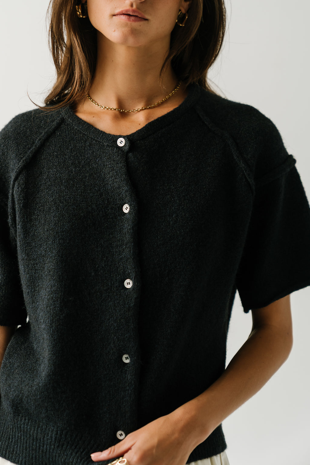Skye Button Down Sweater in Midnight