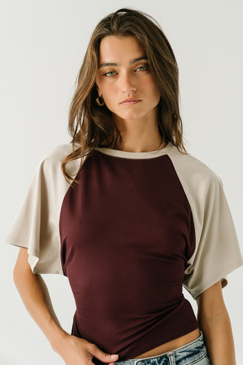 Gloria Bat Wing Top in Wine