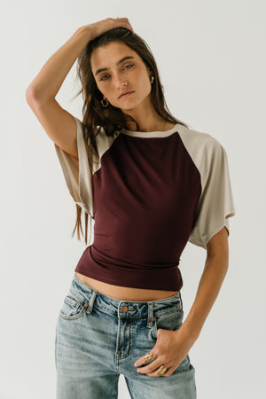 Gloria Bat Wing Top in Wine