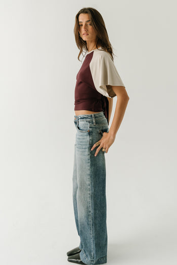 Gloria Bat Wing Top in Wine