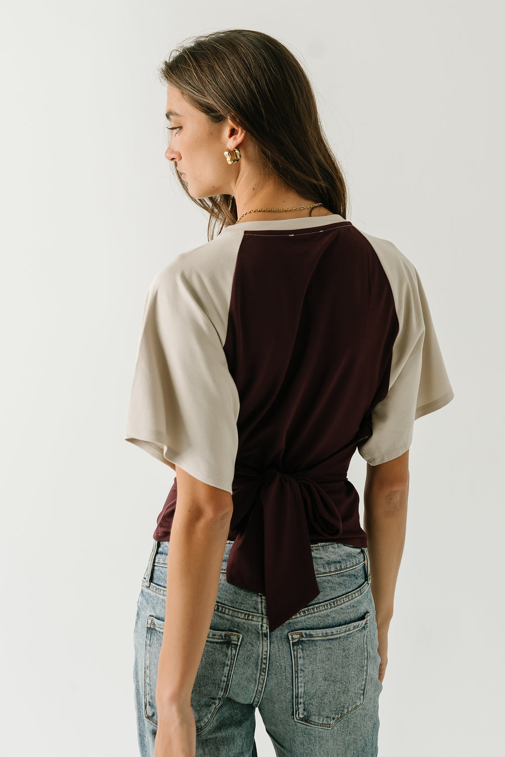 Gloria Bat Wing Top in Wine