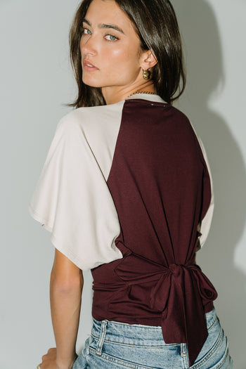 Gloria Bat Wing Top in Wine