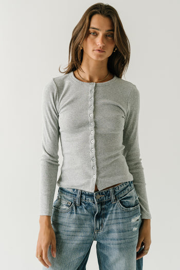 Mia Button Up Top in Grey