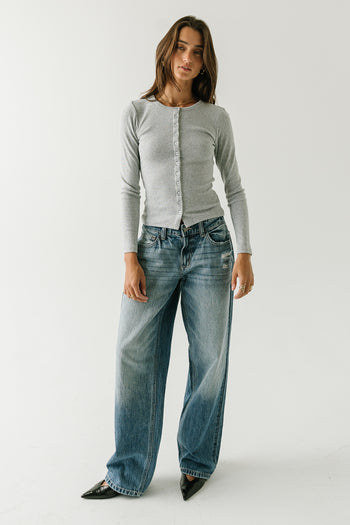 Mia Button Up Top in Grey