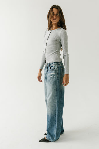 Mia Button Up Top in Grey