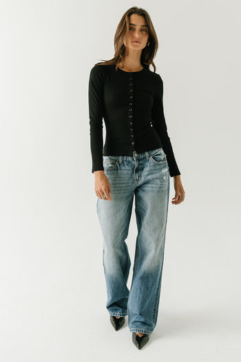 Mia Button Up Top in Black