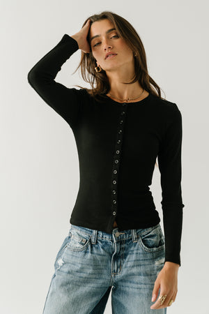 Mia Button Up Top in Black
