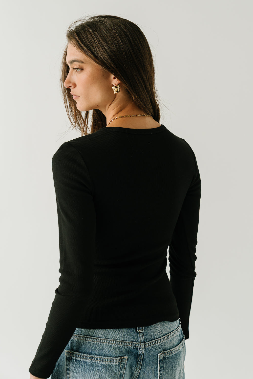 Mia Button Up Top in Black