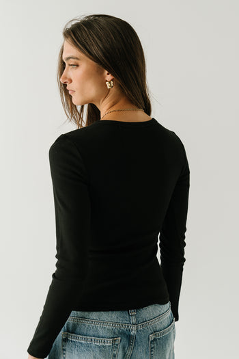 Mia Button Up Top in Black
