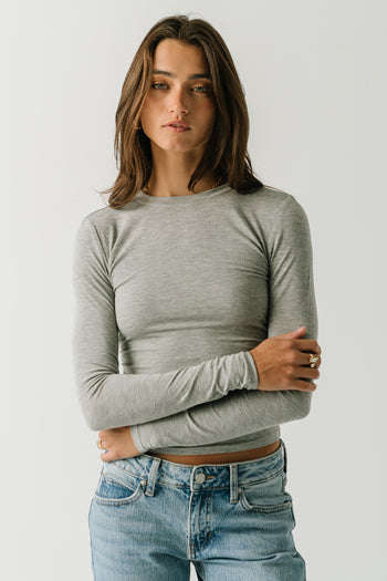 Heidi Cinched Top in Heather Grey