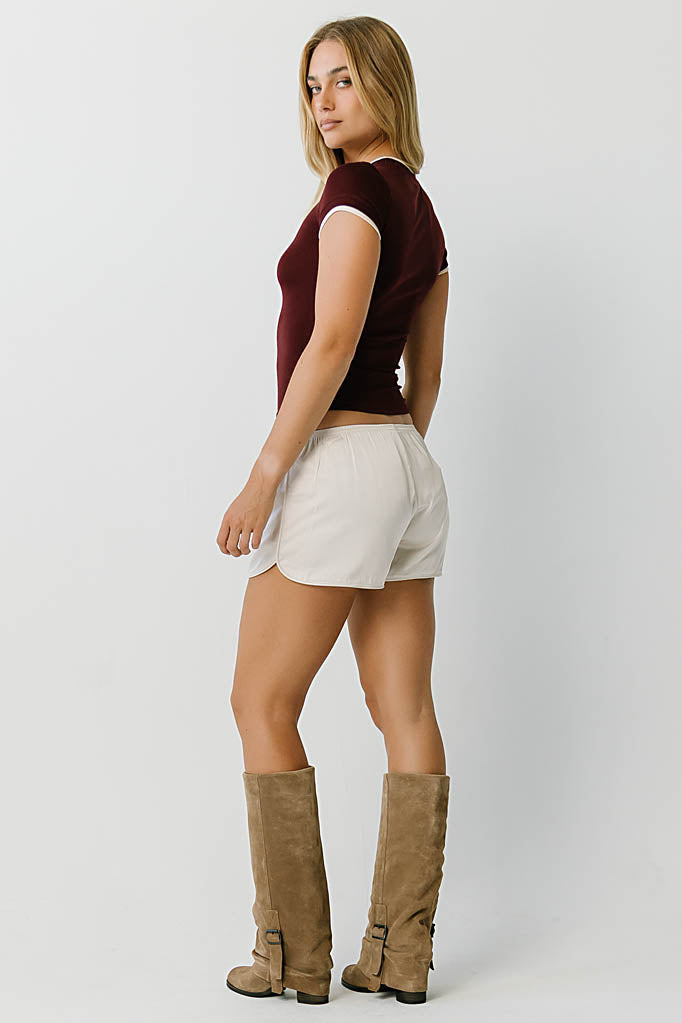 Sophie Baby Doll Top in Burgundy