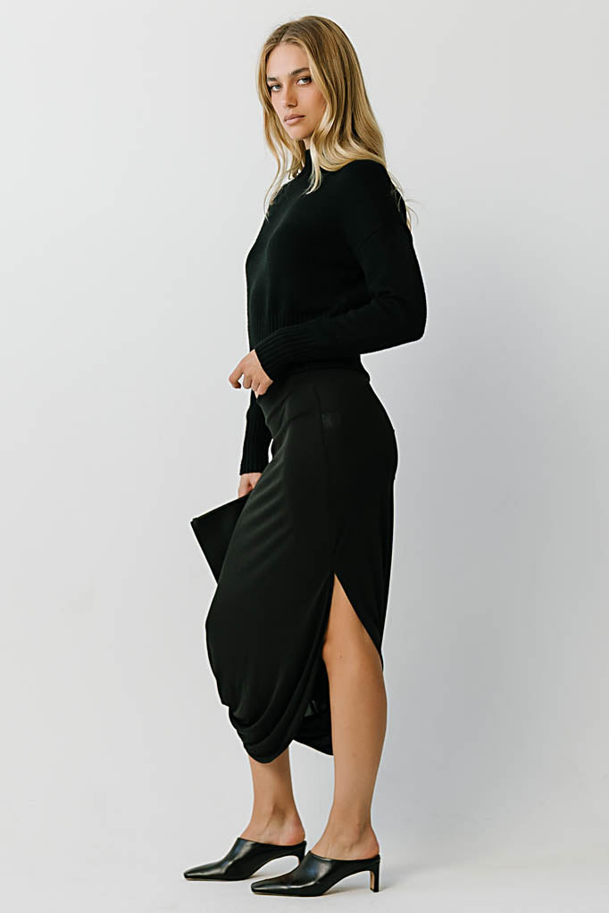 Raven Bubble Maxi Skirt in Black