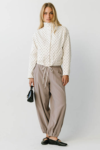 Lenora Polka Dot Mock Neck Jacket