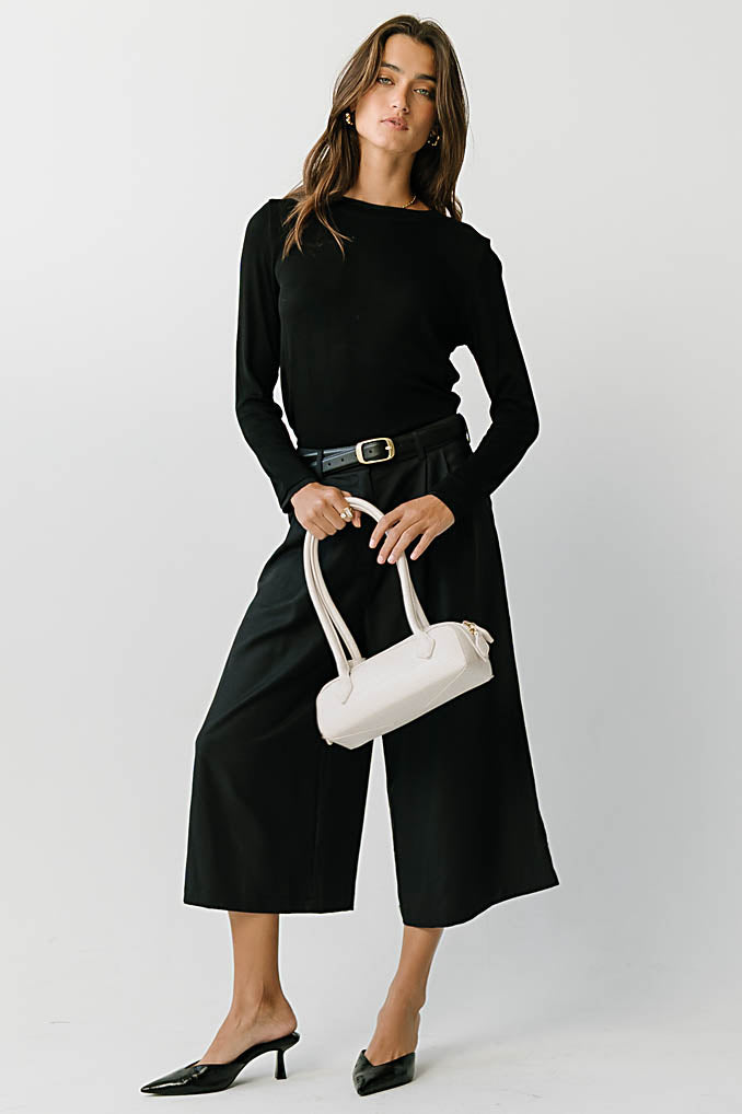 Eloise Ribbed Top in Black