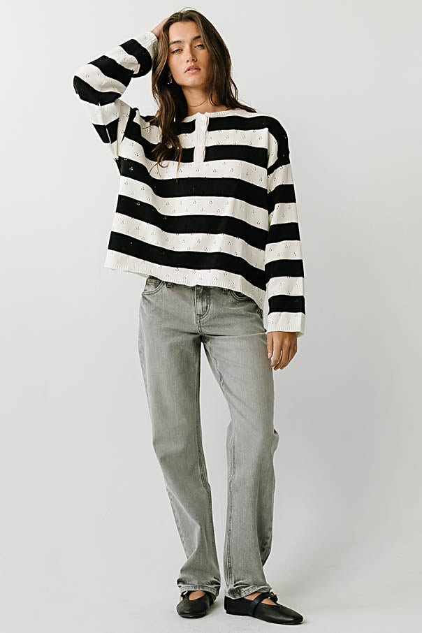 Cecelia Striped Sweater in Ivory