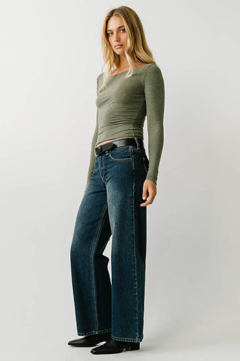Lorelai Boat Neck Top in Olive