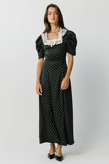 Mckinley Polka Dot Maxi Dress in Black