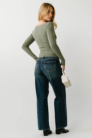 Lorelai Boat Neck Top in Olive