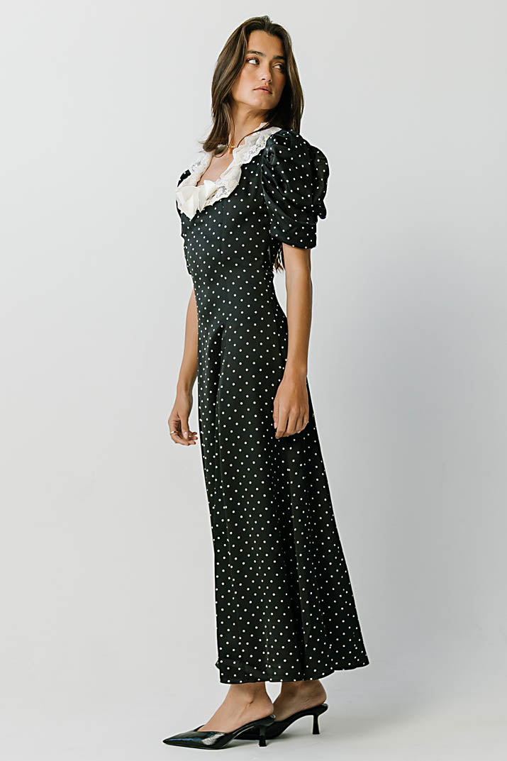 Mckinley Polka Dot Maxi Dress in Black