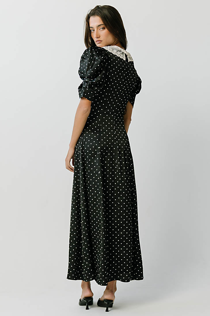 Mckinley Polka Dot Maxi Dress in Black