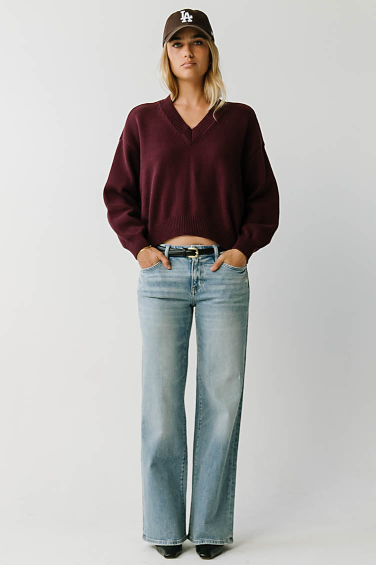 Jolene Knit Sweater in Burgundy