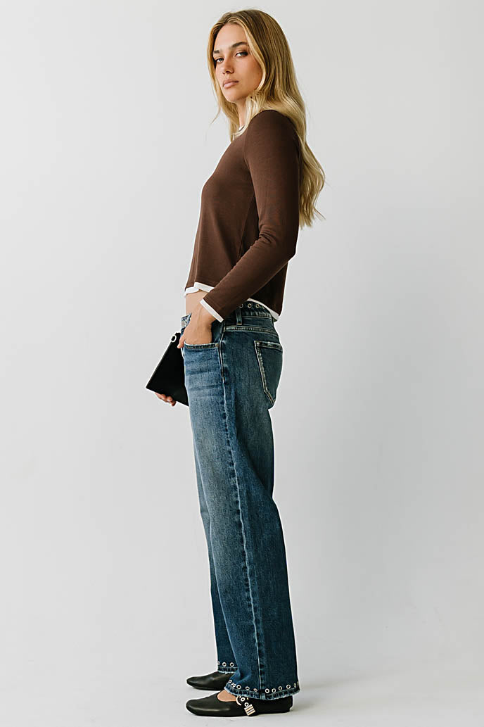 Eloise Ribbed Top in Brown