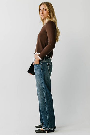 Eloise Ribbed Top in Brown