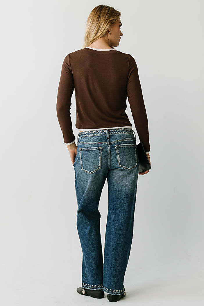 Eloise Ribbed Top in Brown