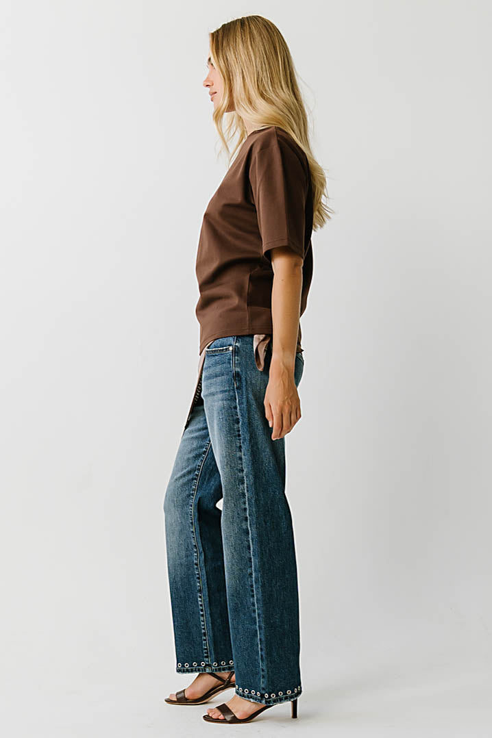 Gabi Oversized Tee in Brown