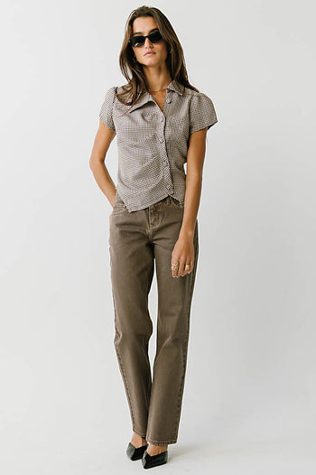 Thalia Collared Plaid Top