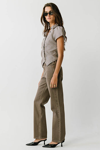 Thalia Collared Plaid Top