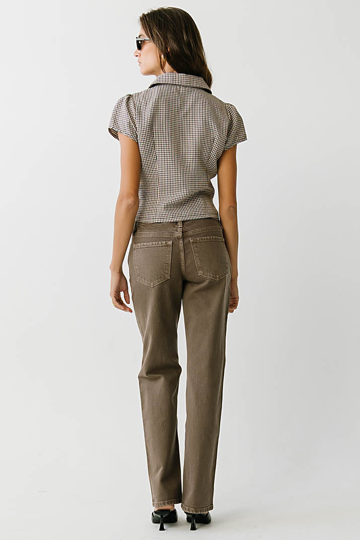 Thalia Collared Plaid Top