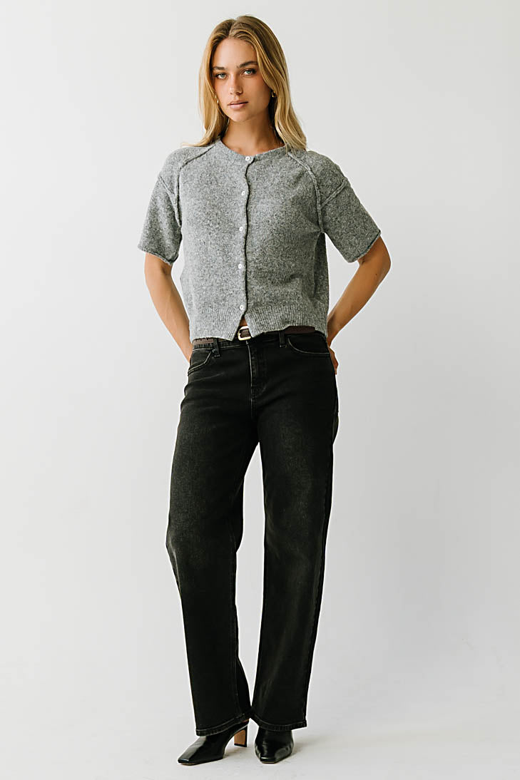 Skye Button Down Sweater in Heather Grey