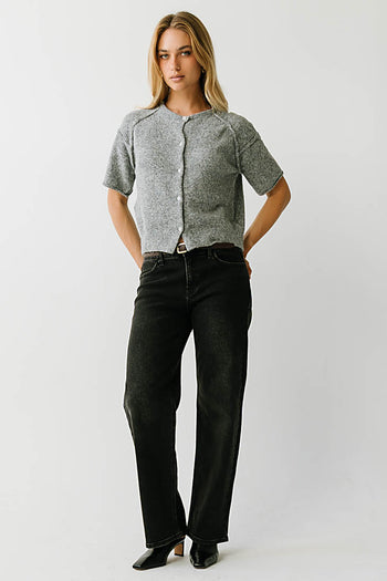 Skye Button Down Sweater in Heather Grey