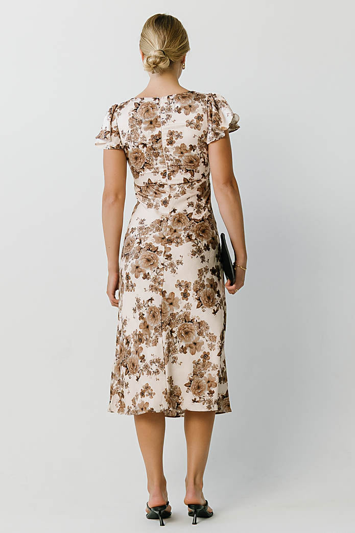 Isabella Floral Maxi Dress in Brown