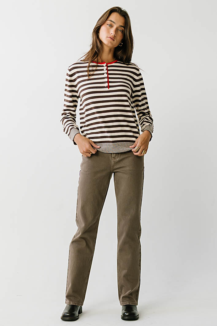 Paisley Striped Sweater in Brown
