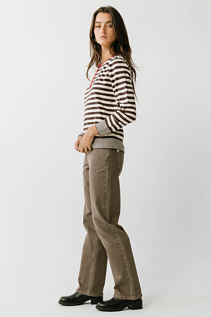 Paisley Striped Sweater in Brown