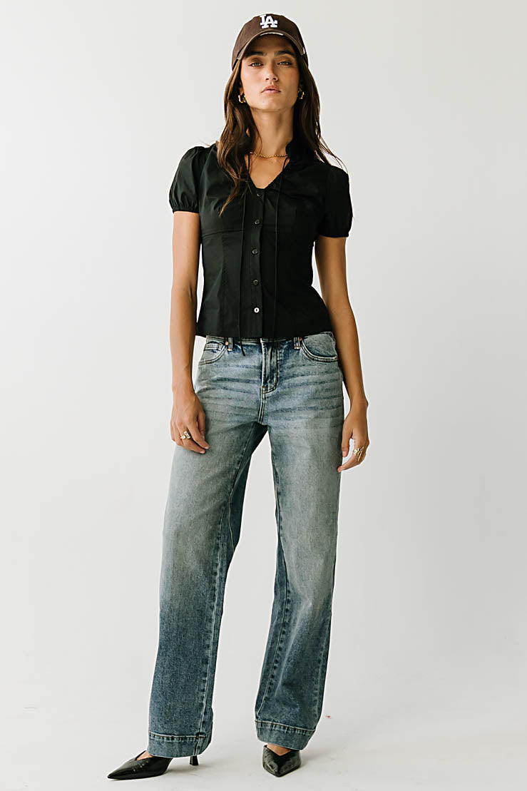 Harper Button Down Top in Black