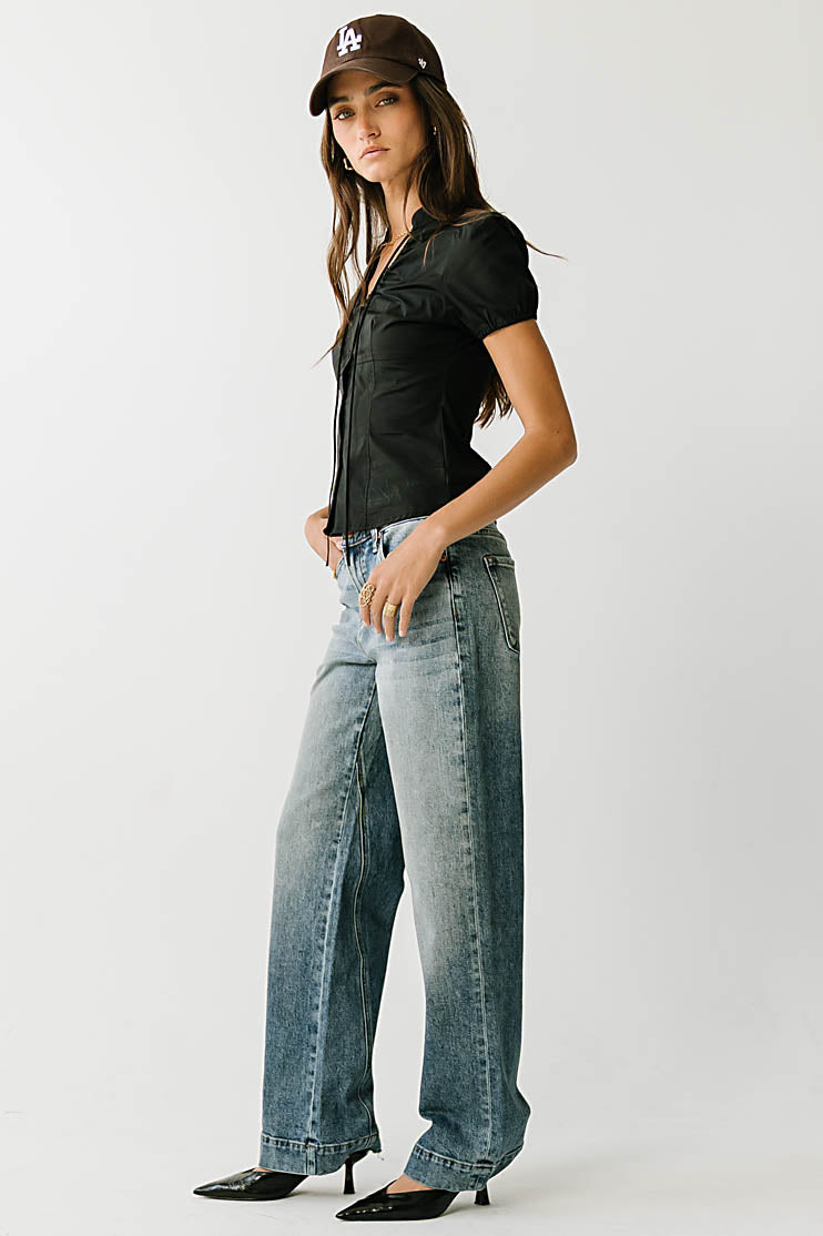 Harper Button Down Top in Black
