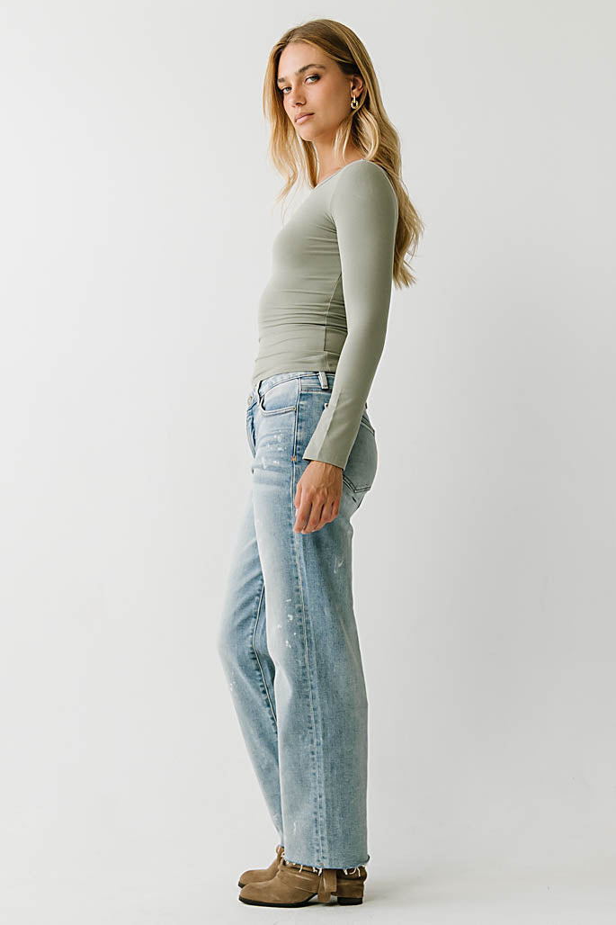 Nellie Boat Neck Top in Sage